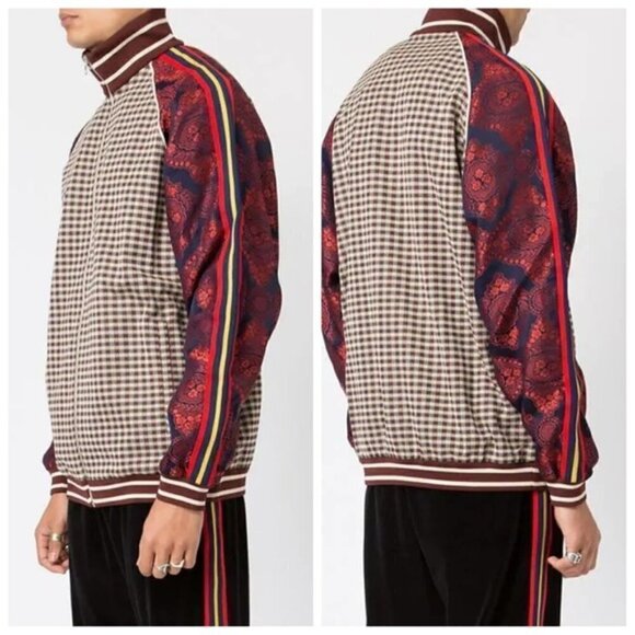 NWT GUCCI MICRO-CHECK AND PAISLEY-PRINT VELVET TRACK JACKET - Picture 2 of 15